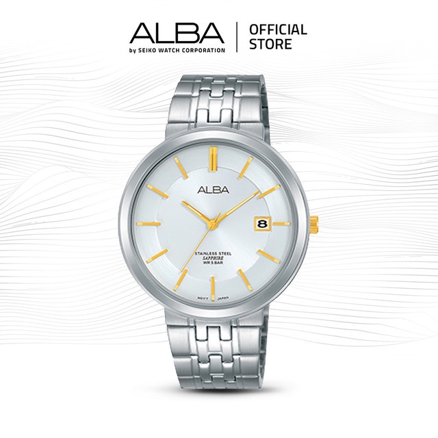 ALBA Jam Tangan Pria AS9D79 Quartz Sapphire Stainless Steel Silver Watch