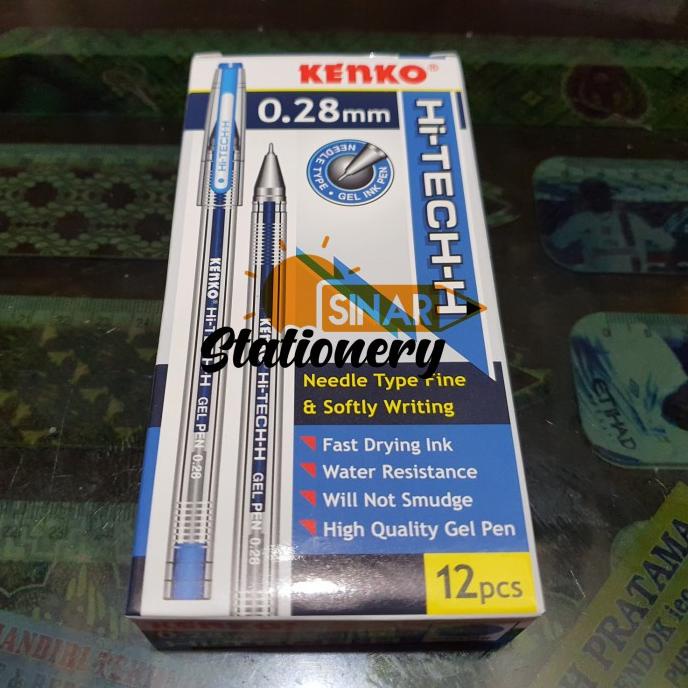 

Pulpen hitech kenko 0.28 biru 1pak isi 12pc