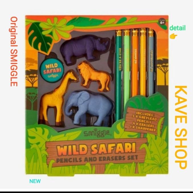 

SMIGGLE Pencils and Erasers Set Wild Safari - Ori - NEW