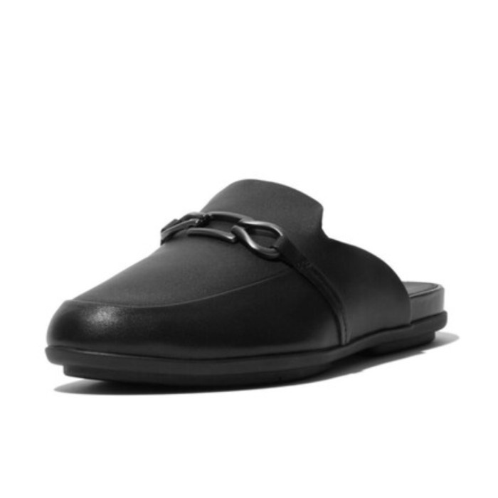 Fitflop Gracie Chain Leather Mules Original Sepatu Sandal Wanita-Black
