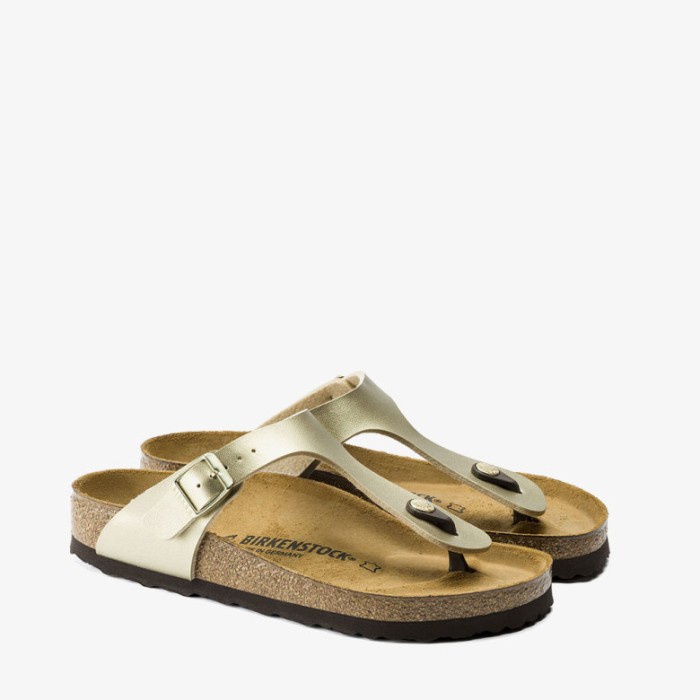Birkenstock Gizeh Sandal Wanita Original Leather-Gold