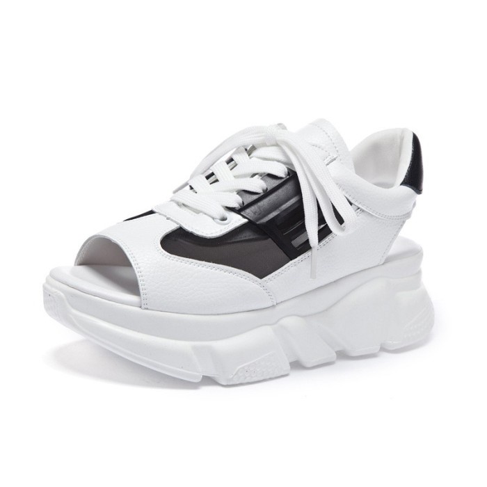 Sepatu Sandal Wanita Model Korea Casual Sol Tebal Bahan Kulit