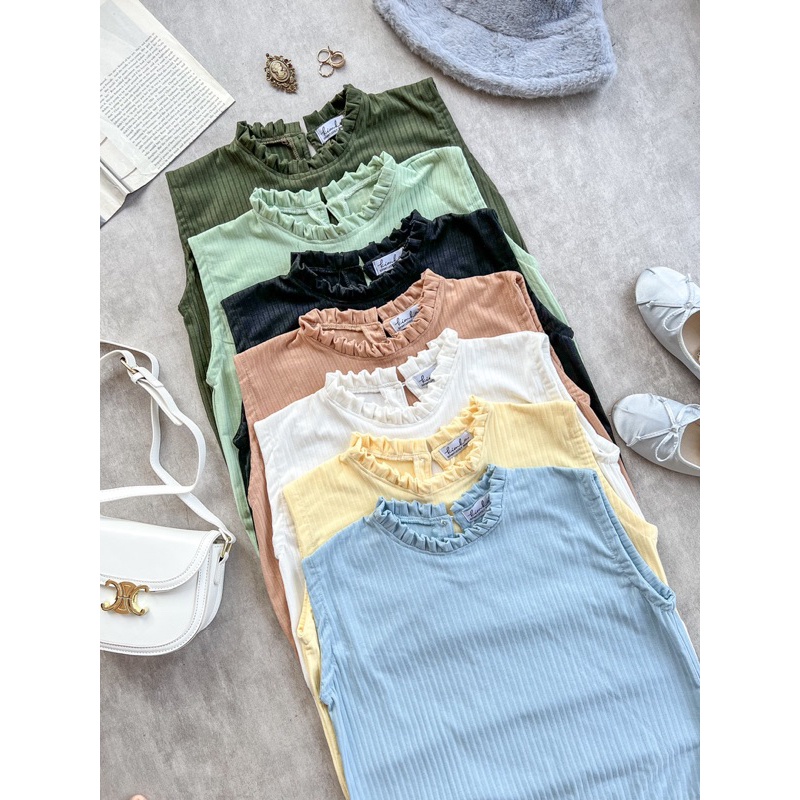 [AMAZED PEOPLE] Candy Outer & Inner Oneset Cardigan Outer Cute Wanita Inner Knit Tanpa Lengan