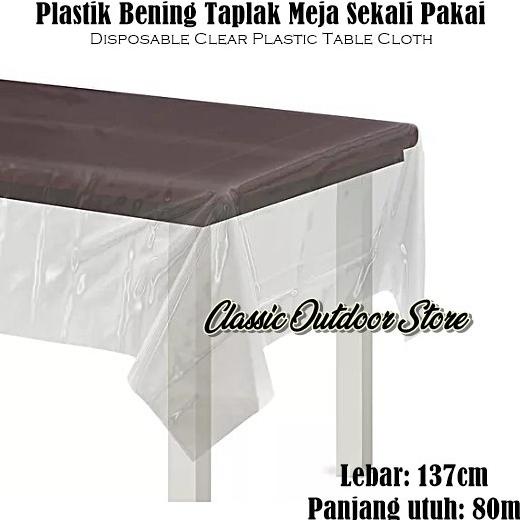 Plastik Taplak Meja Bening Transparan Disposable Meteran Murah