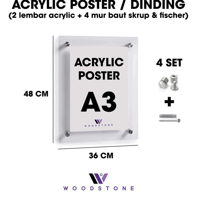 Acrylic Mading A3 - Akrilik Dinding Display Acrilic Poster Papan Info
