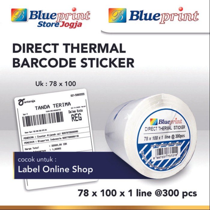 

:>:>:>:>] Direct Thermal Sticker Label Online Shop BLUEPRINT 78x100mm isi 300Pcs