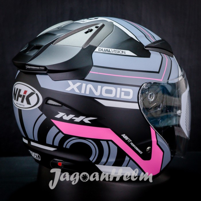 Nhk Helm R1 Xinoid Black Pink Doff Double Visor