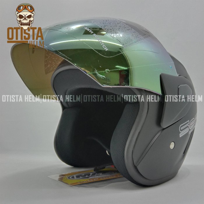 Helm Murah Maz Sonic Solid Black Doff Hitam Matte Gm Evo Evolution
