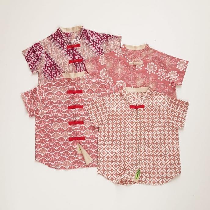 HEYTIMMY - Kemeja Cheongsam Batik Anak Laki Laki - Motif Cap Pink