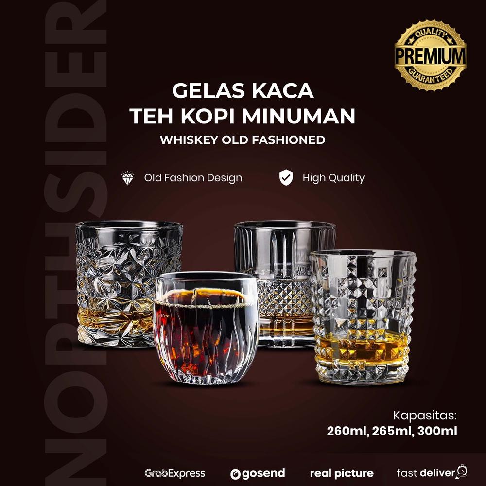 Gelas kaca minuman kopi teh Whiskey Scotch Bourbon Diamond Crystal
