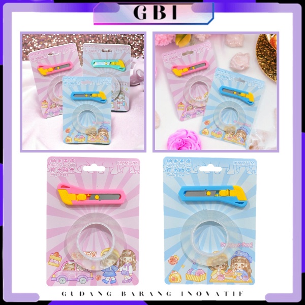 

GBI Selotip Super Kuat Waterproof Cutter Mini Portable Dan Double Tape Gel 2 In 1 Kater Kecil Polos Pemotong Kertas Paper Cutter Isolasi Bening 2 Sisi Anti Air Travel Kit Tape Multifungsi Perekat Dinding Tembok Tanpa Bekas