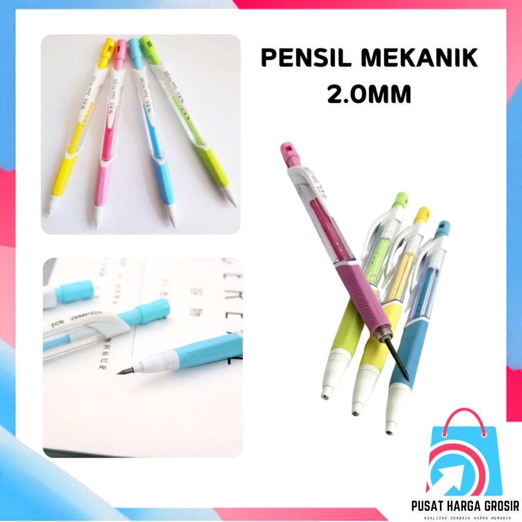 

PHG - Pensil Cetek 2B Alat Tulis Sekolah dan Kantor Mechanical Pencil Warna Pastel Dengan Serutan Pensil Mekanik 2.0mm Mechanical Pencil Graphite Lead Automatic