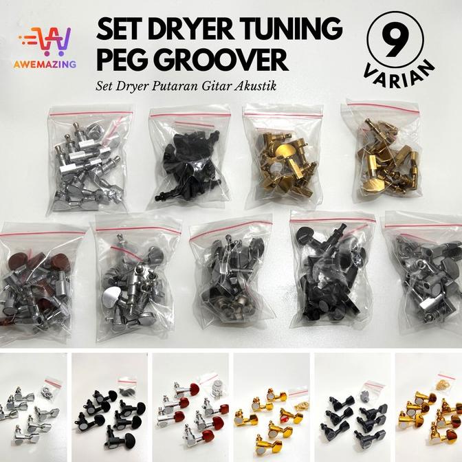 Set Dryer Tuning Peg Groover / Dryer Putaran Gitar Akustik 1 Set 6 Pcs