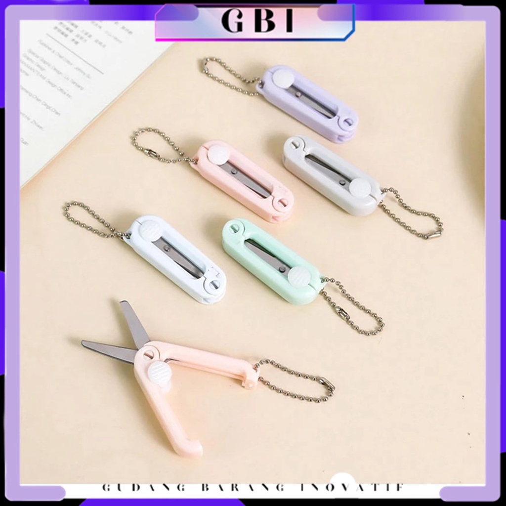 

GBI Gunting Lipat mini Portable tarik Stainless Steel Retractable Mini Folding Scissors Pemotong Kertas Paper Cutter lucu