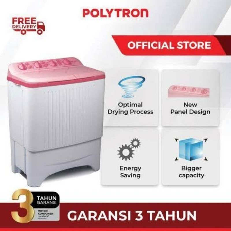 Polytron Mesin Cuci 2 tabung 7kg PWM-7073 Primadona Giant Series