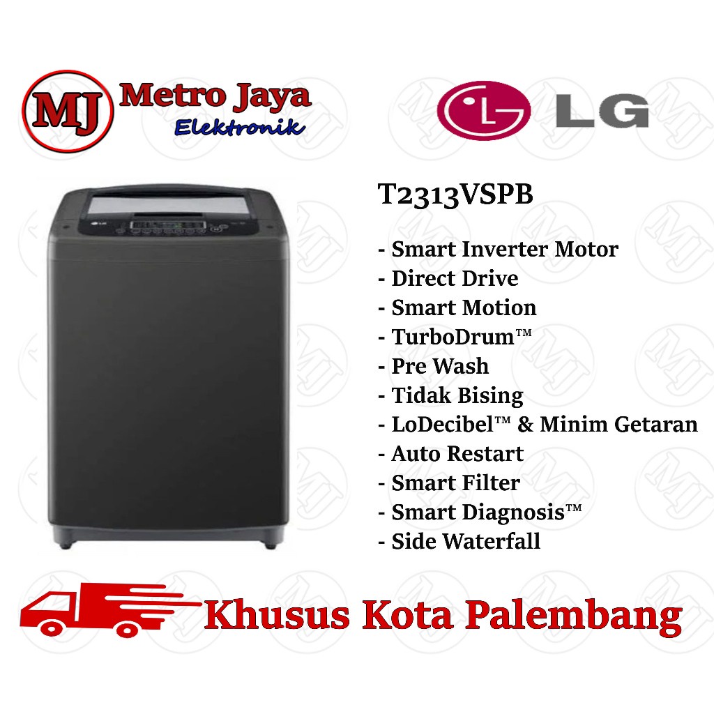 LG Mesin Cuci Top Loading T2313VSPB Mesin cuci 1 tabung Inverter 13kg