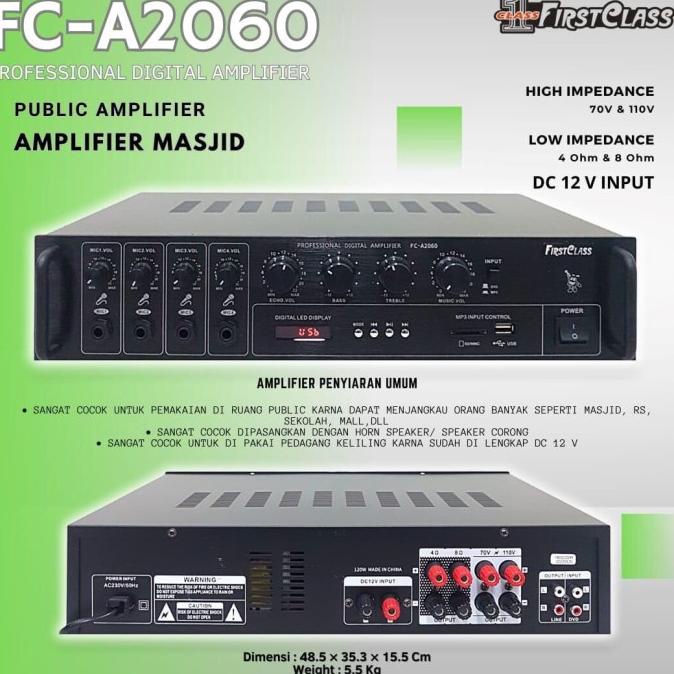 Amplifier Corong / Amplifier Masjid Firstclass Fc A-2060 120 Watt Kualitas Premium