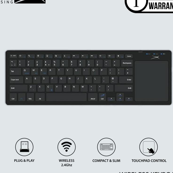 Altec Lansing Keyboard Wireless Slim With Touchpad Albk6405T