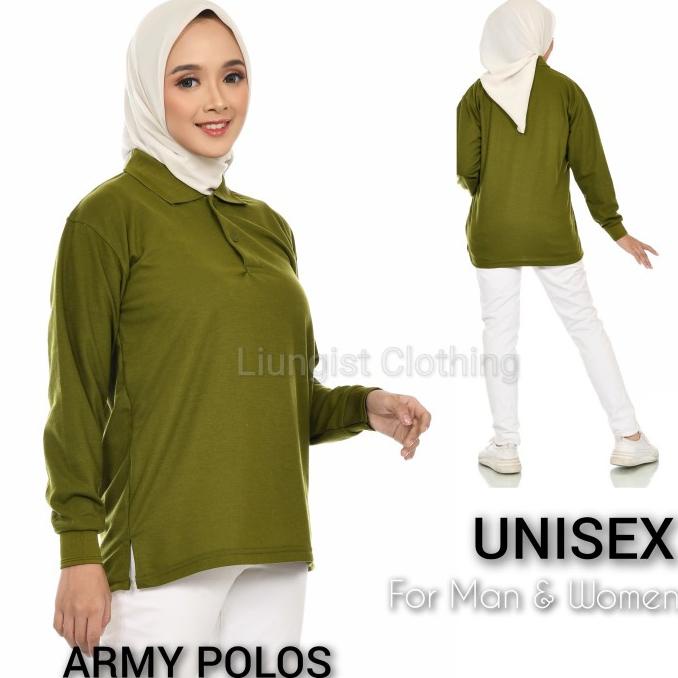 Kaos Polo Panjang Army Polos / Kaos Kerah Panjang