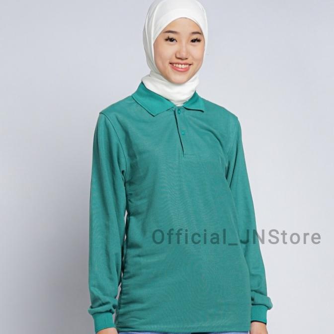 Kaos Polo Lengan Panjang Hijau Tosca + Long Sleeve Polo Shirt