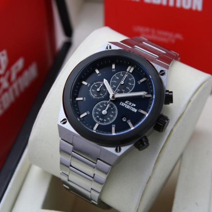 JAM TANGAN PRIA EXPEDITION E6850 / E 6850 SILVED BLACK DIAL BLUE ORI ZAHRAYANISA3