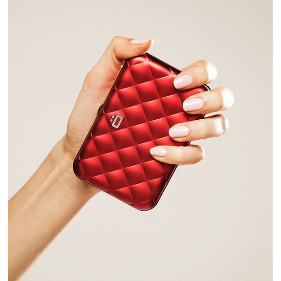 

Ogon Button Card Case Quilted Red