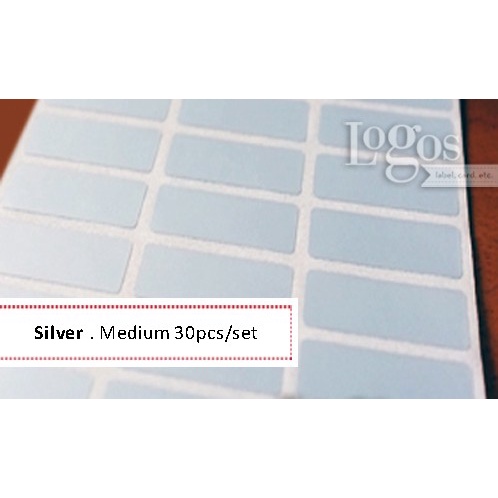 

TERLARIS Silver MEDIUM Sticker label nama merk brand barcode botol kosmetik