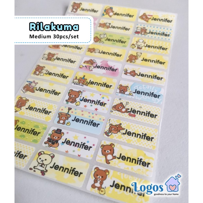 

TERLARIS Rilakuma Label nama waterproof Stiker anak Sanrio Jepang Rilakkuma