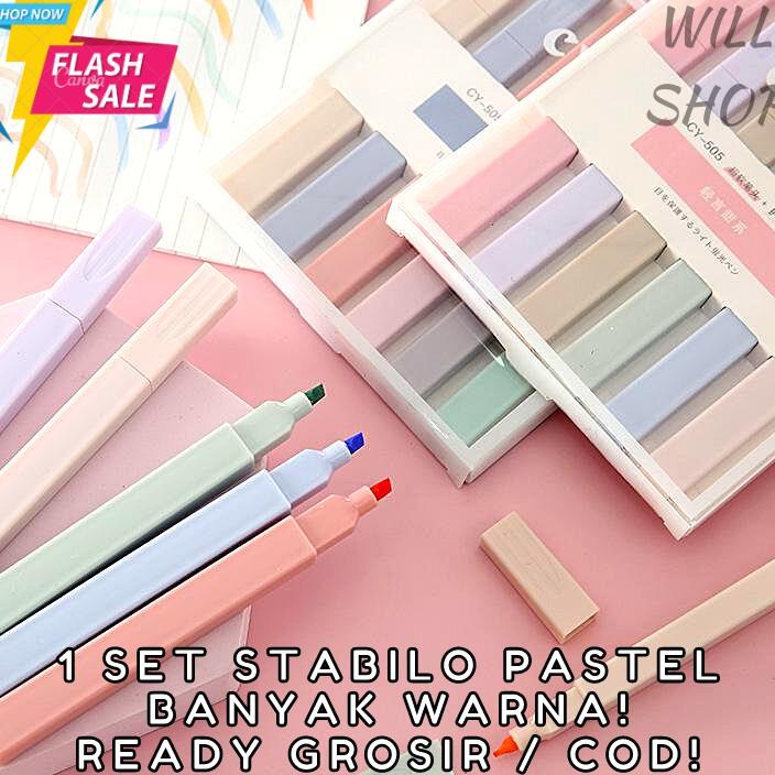 

Setabilo / Marker / Highlighter Warna Pastel 1 Set Isi 6 Ter! Alat Tulis Fancy Unik Lucu