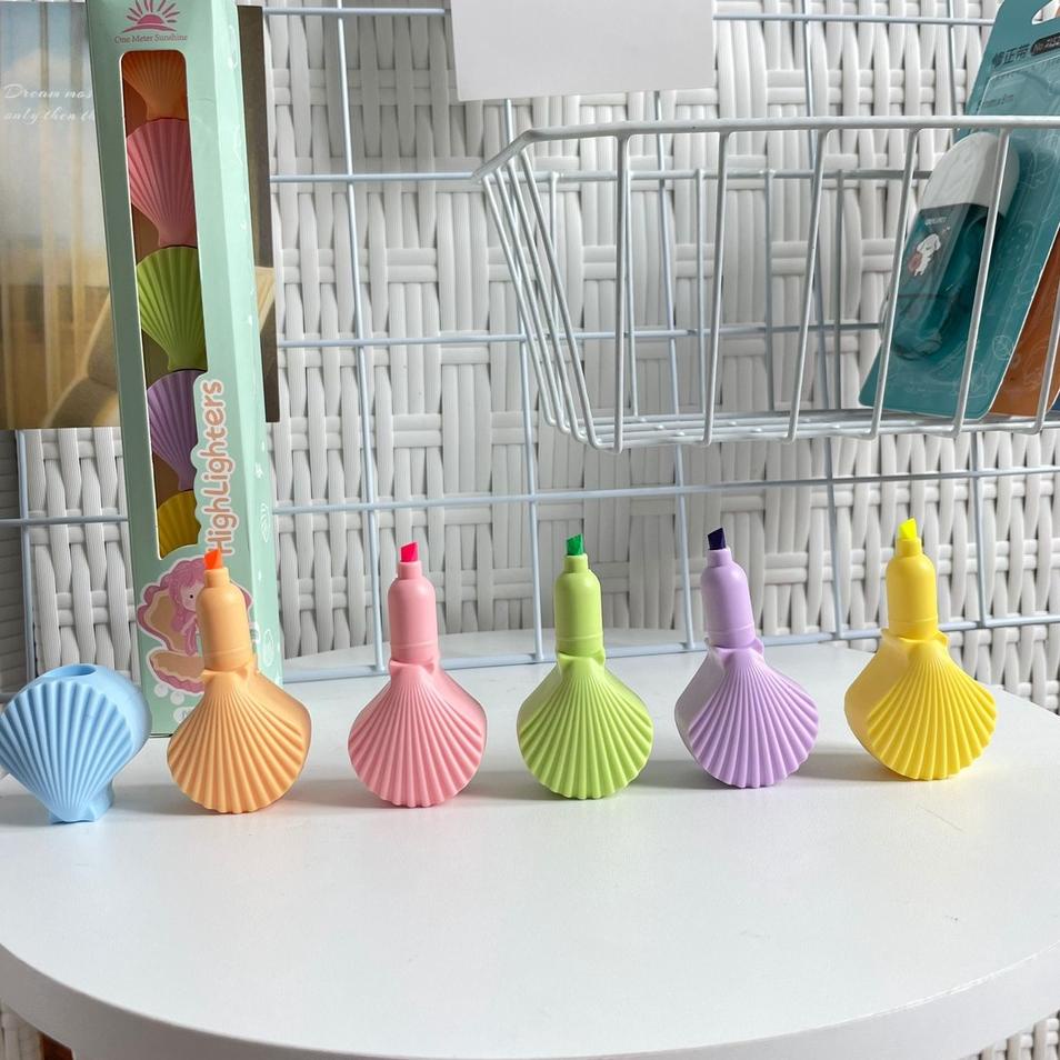 

Highlighter Kerang Shell Laut Sea Mermaid Tumpuk Isi 5 Pcs Stabilo/ Anda Tulisan Berwarna Pastel Perlengkapan Kantor