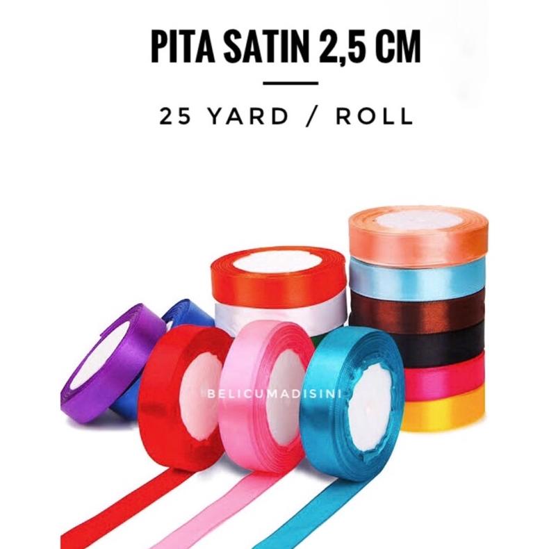 

Ready!!!(COD) Pita Satin Merk EAGLE IMPORT Taiwan 2,5cm / 25 Yard / 1 cm WarnaWarni Colorful Ribbon Hiasan Packing