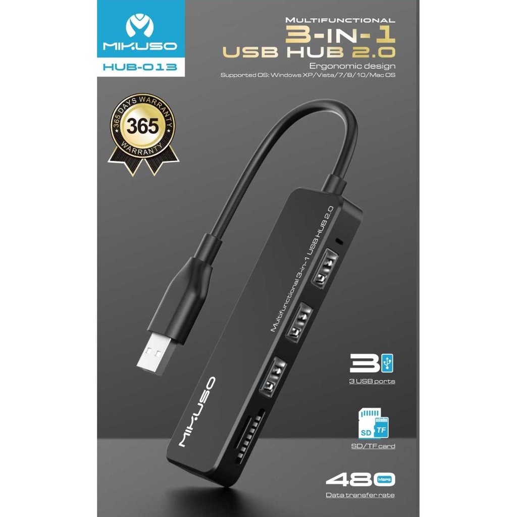USB HUB 2.0 Nisuta Mikuso HUB 013 USB 3 in 1 Multifunctional