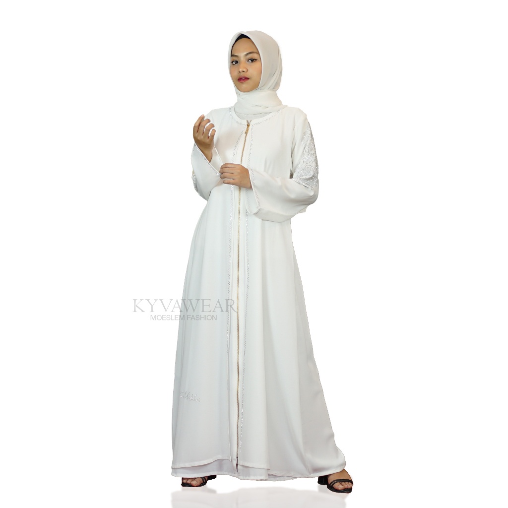 [SYAR'I TILL JANNAH] GAMIS PUTIH ABAYA ELEGAN SIMPEL MEWAH LM 409 PUTIH