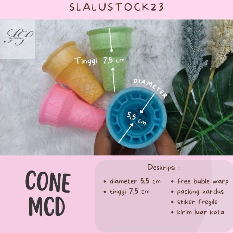 

Ready Packing bubblewrap & kardus MCD Cone Ice cream Semprong Mc Donald kerupuk Es Krim MCD ukr Diameter 5.5 cm isi 300 PCS / 1 BALL