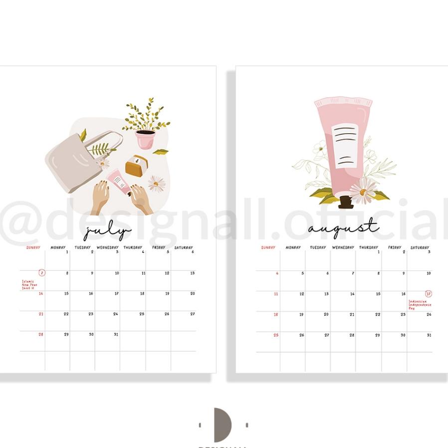 

Designall Kalender Dinding Aesthetic 2024 A3 Spiral Fk