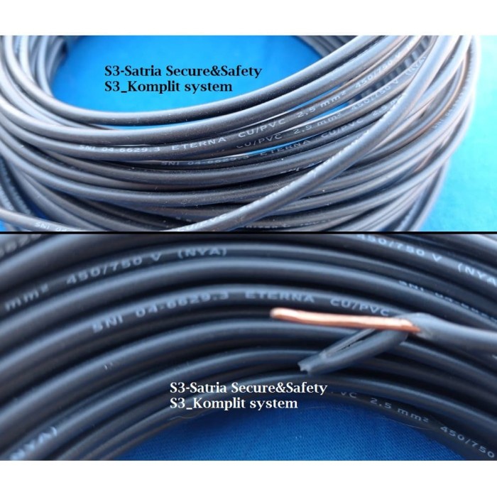 Hitam Kabel Listrik Tunggal 1 jalur Kabel NYA 2,5 mm ( NYA 1x2.5mm )