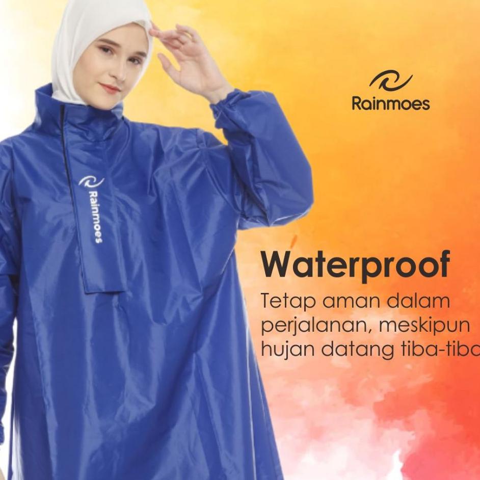Rainmoes Jas Hujan Hijabers Muslimah Gas Syar'I Jumbo Zipper Jaz Hujan Rok Jas Ujan Wanita Syari