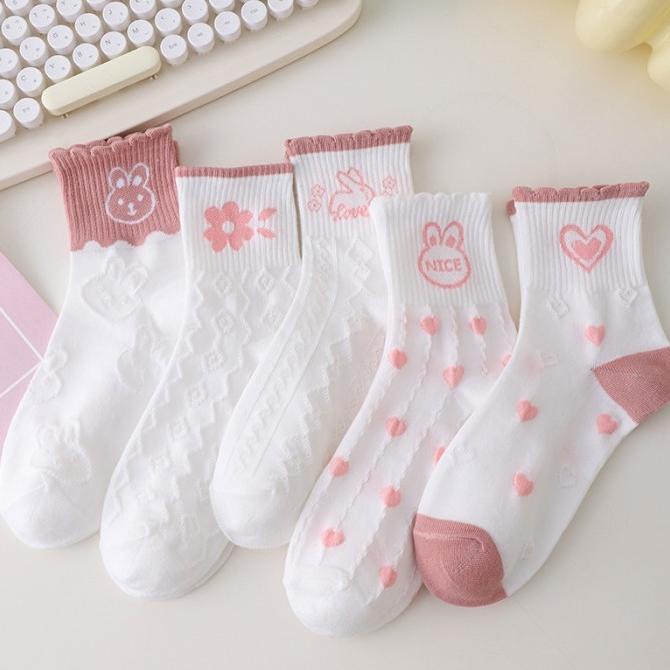 Terkini Gu Kaos Kaki Panjang Motif Murah Motif Pink Polos Wanita Kk-08