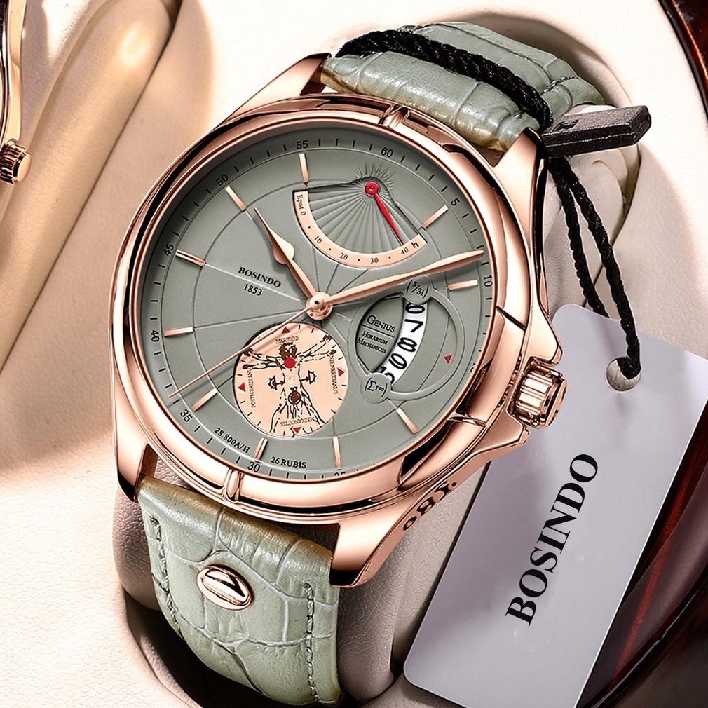 Penawaran Spesial jam tangan kulit asli import BOSINDO C24 jam tangan kulit pria terbaru unisex untu