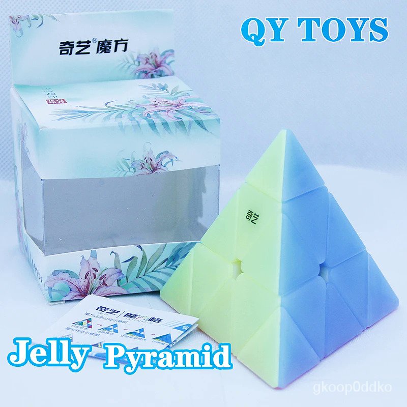 QYTOYS Qiming S Piramida Jeli, Mainan Kubus Murni Seri 3X3X3 Cantik, Puzzle Kubus Murni Ajaib, Pyram