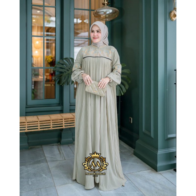 GAMIS CERUTY BABYDOLL AQILA DRESS FRUSKET EMBROIDERY SWAROSKI (TA)