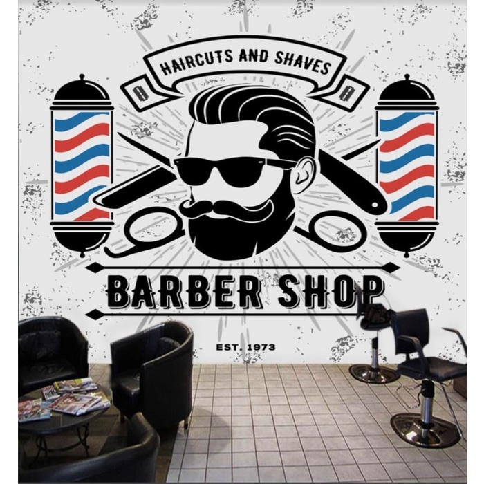 Promo Wallpaper Custom 3D Wallpaper Dinding Pintu Barbershop 2