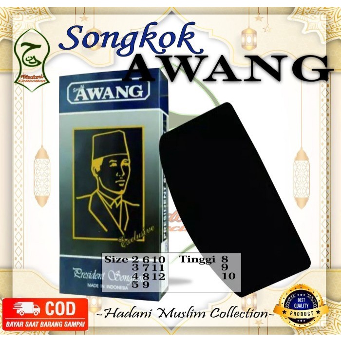 Songkok Awang Hitam Ac Tinggi 8 9 10 Anak- Nomor 3-11