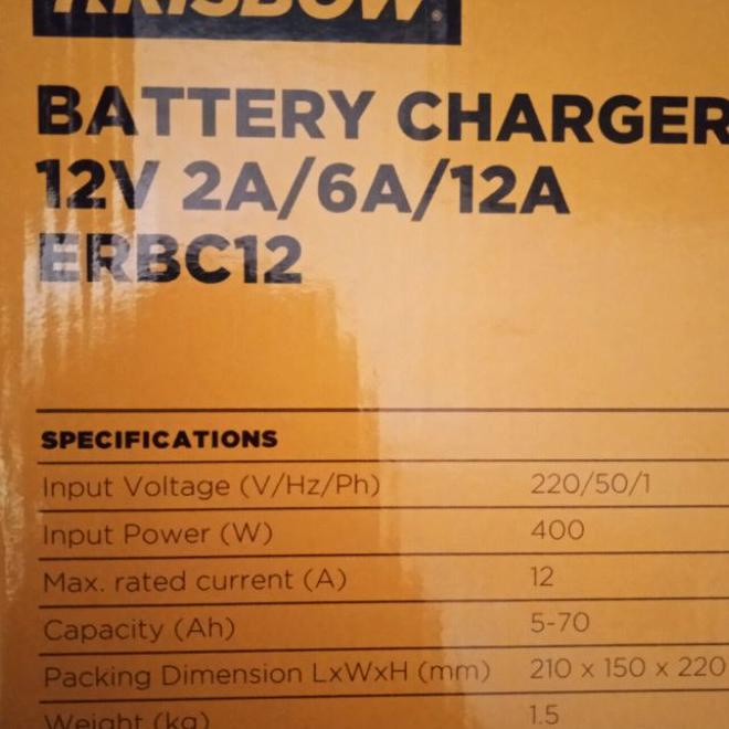 Casan Aki Krisbow Charger Aki Charger Battery Mobil 12V 2A/6A/12A Erbc12
