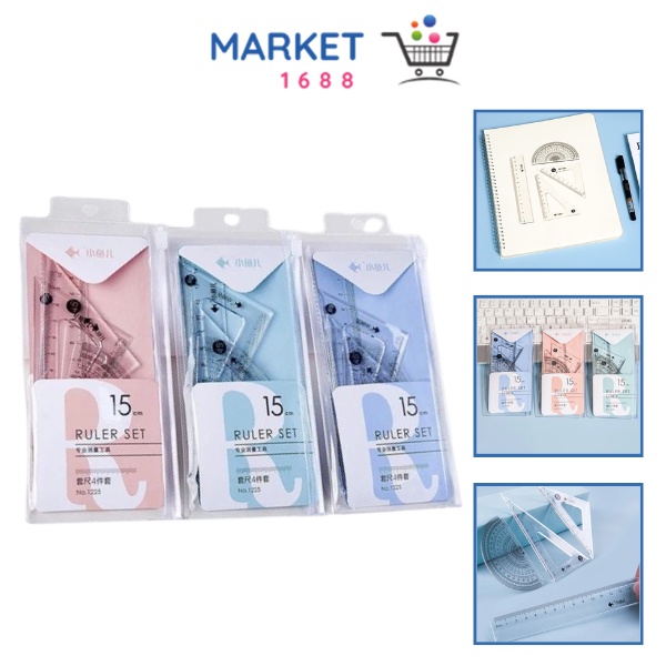 

Market1688 Penggaris Set 4IN1 15Cm Penggaris Bening Sekolah Isi 4Pcs Lucu Ruller Set Transparant Perlengkapan Sekolah Menggambar Pelajar Mahasiswa Motif Polos Kemasan Ziplock