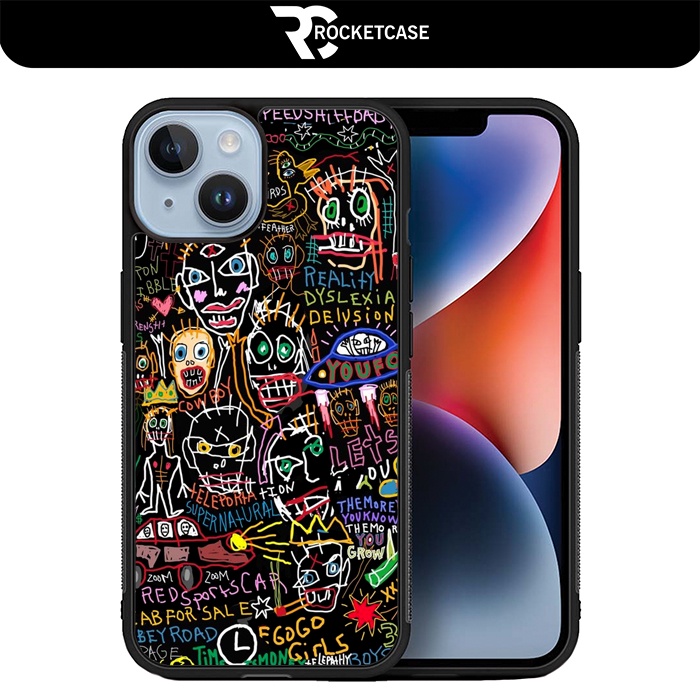 Case Casing Iphone 15 14 13 12 11 X Xs Xr Pro Max Plus Mini Basquiat Style Art RC0234