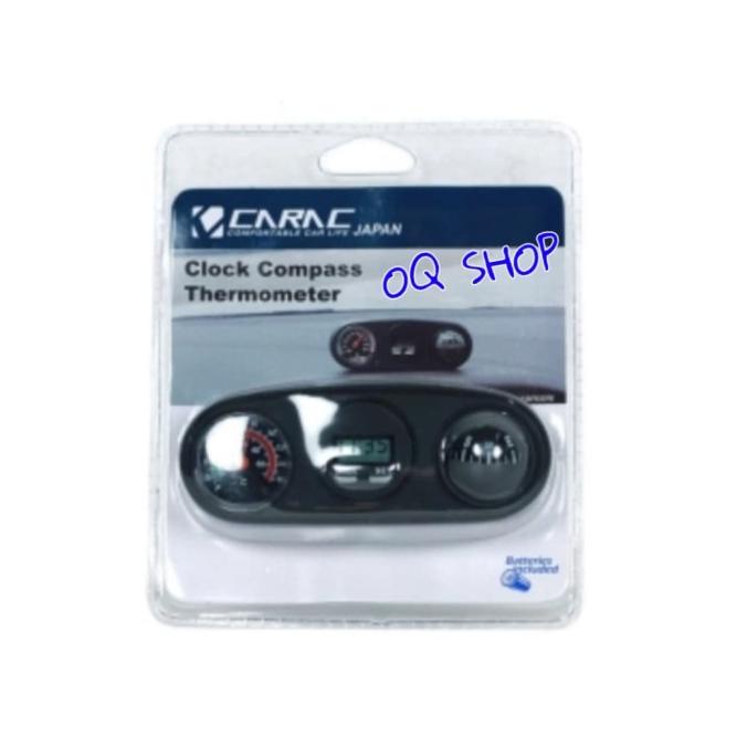 CARAC KOMPAS MOBIL DENGAN TERMOMETER DAN JAM / COMBO CLOCK COMPAS