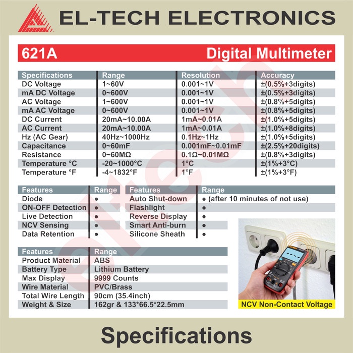ANENG 621A Digital Multimeter Multitester AVOmeter