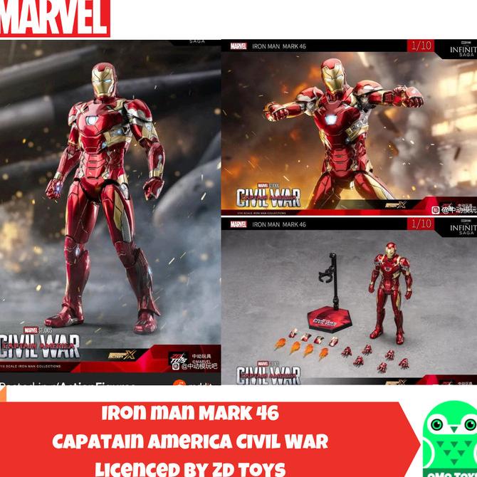 Diskon Marvel Zd Toys Ironman Mark 46 Mk Xlv Iron Man Civil War Original
