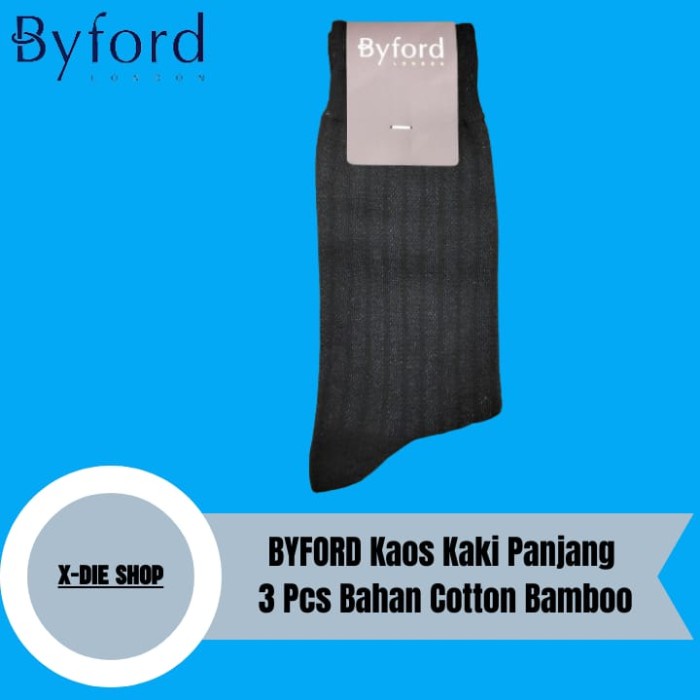 Kaos Kaki - Kaos Kaki Pria Byford 3 Pcs Anti Bakteri Cotton Bamboo Fiber Panjang